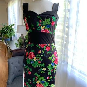 Bright floral bodycon dress